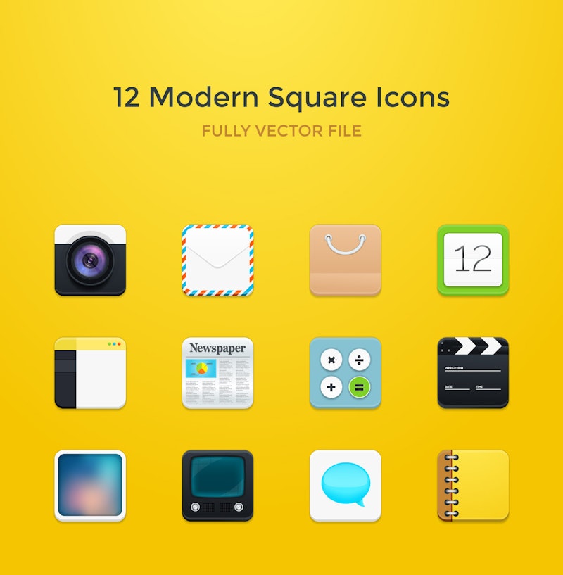 12 Modern Square Rounded Icons preview