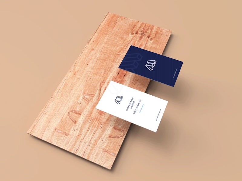 Business Cards Mockup Above Plank preview