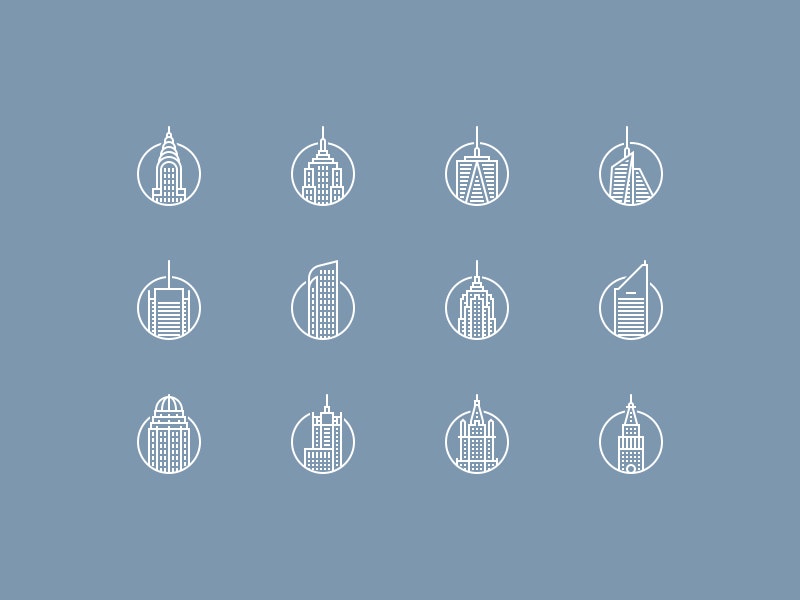 New York Buildings Icons Set preview