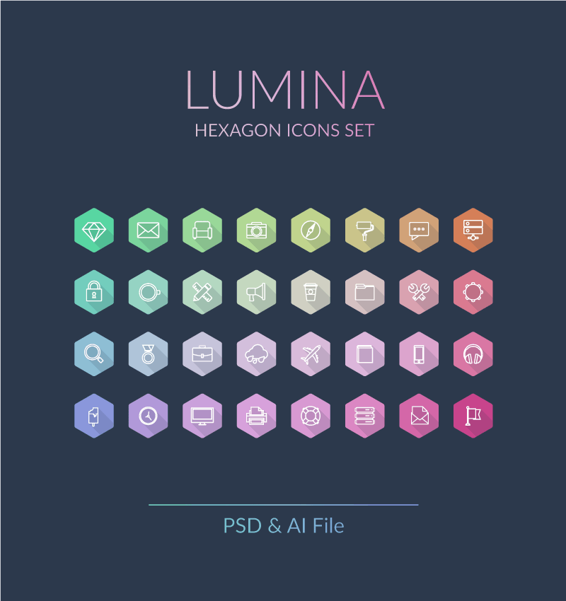 Lumina - Hexagon Icons Set preview