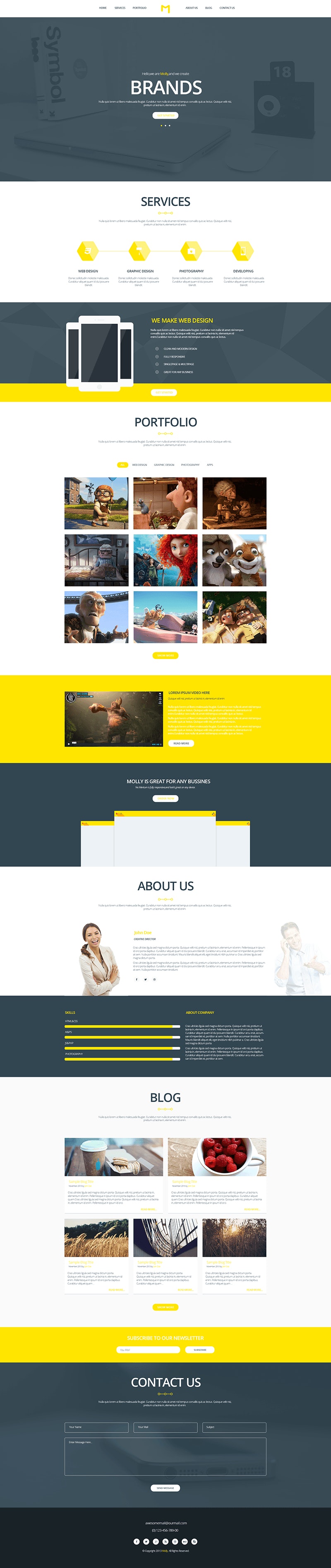 Molly - Free PSD Creative Single Webpage Template preview