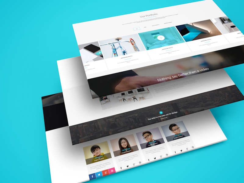 Multiple Web Screens Perspective PSD Mockup preview