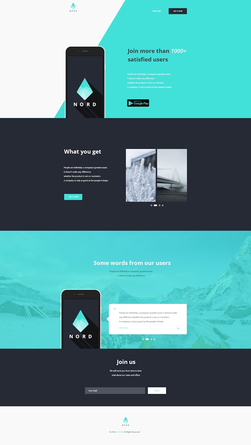 Nord - Simple App Landing One Page Template preview