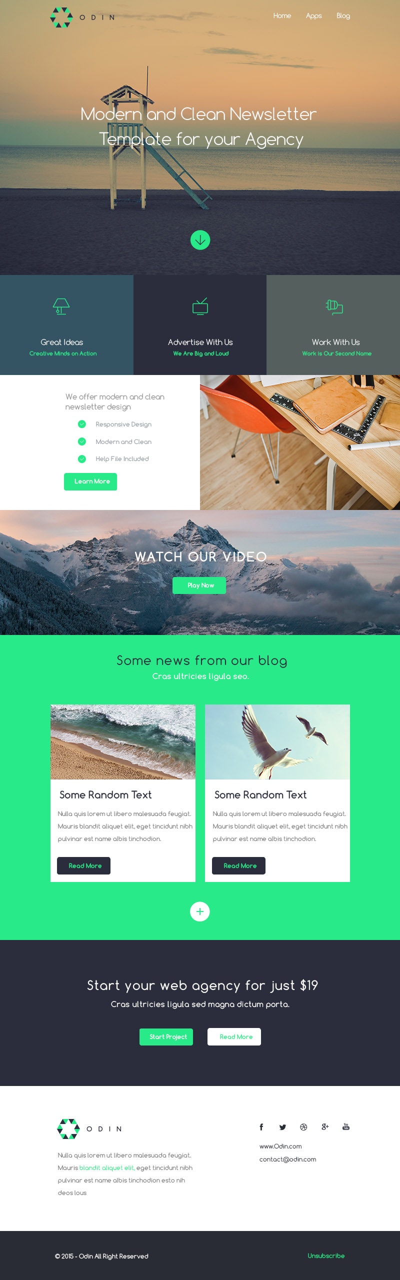 Odin - Free Newsletter PSD Template preview
