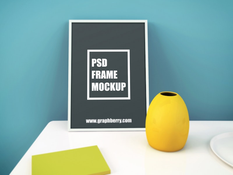 Picture Frame on Table PSD Mockup preview