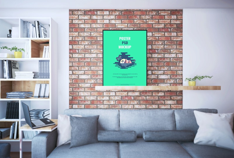 Poster On Shelf PSD Mockup preview