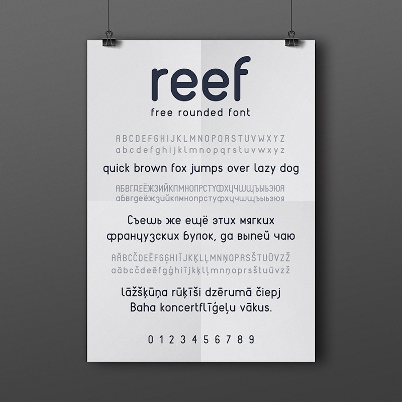 Reef - free rounded ORF font preview