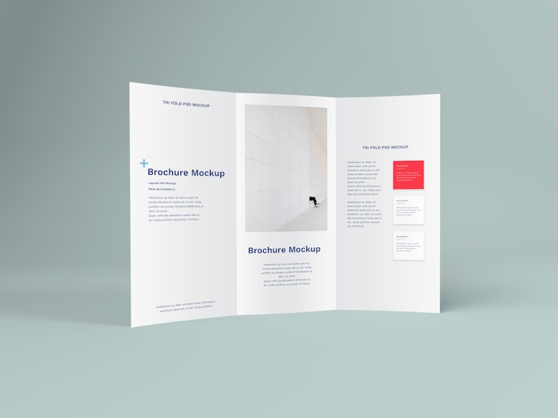 Download Standing Tri Fold Brochure Psd Mockup Graphberry Com