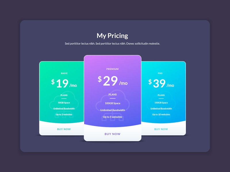 Vector Pricing Table Elements preview